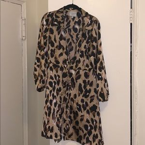Leopard button-down shirt dress